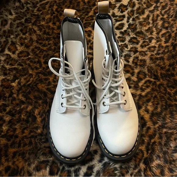 White Dr. Martens Combat Boots - Picture 3 of 5
